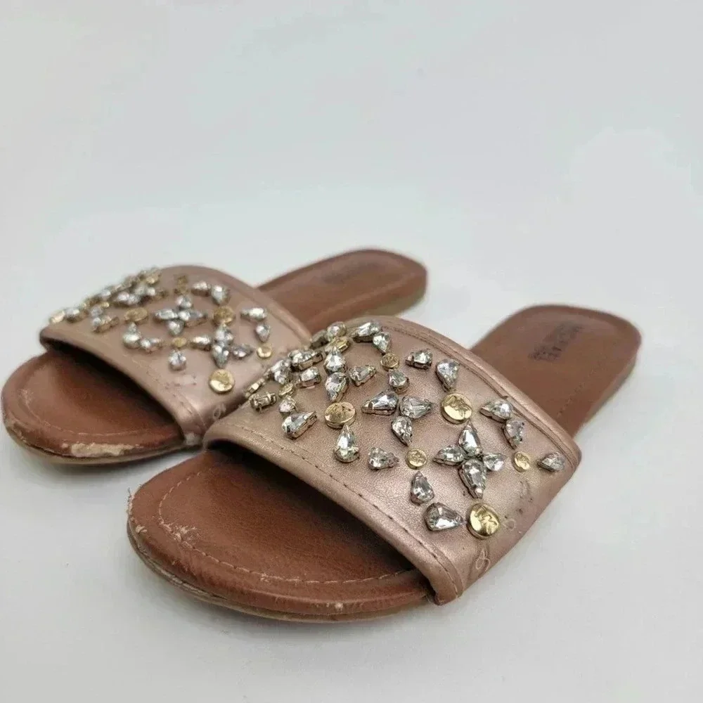 Michael Michael Kors Girls Rhinestone Gem Flip Flop Sandals - 1 C